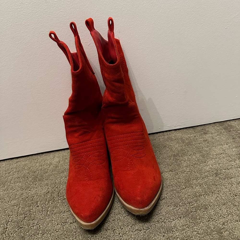 Red Suede Women's Boots